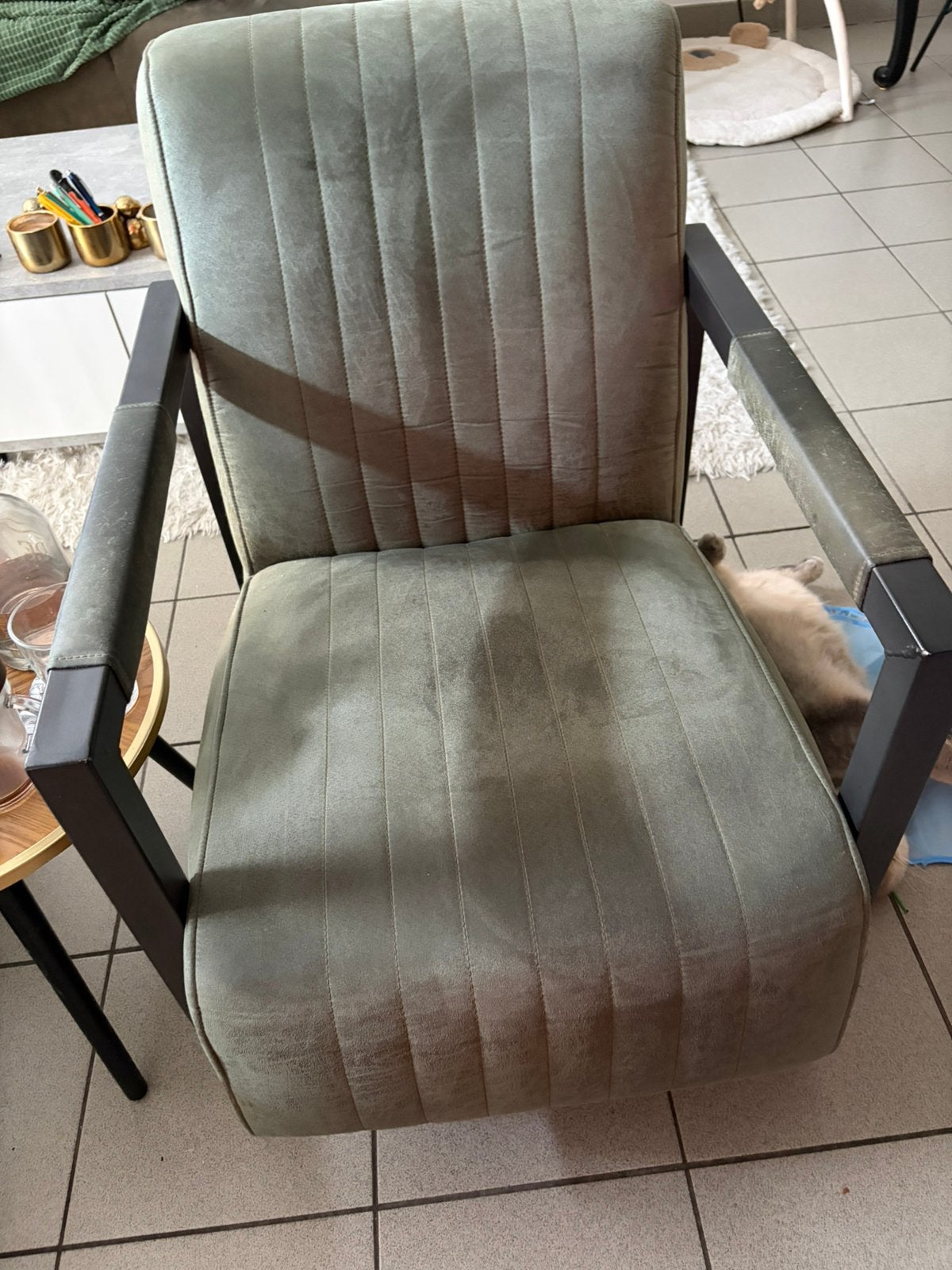 2 fauteuils vert olive, Maison & Meubles, Fauteuils, Enlèvement, Neuf, 75 à 100 cm, 50 à 75 cm