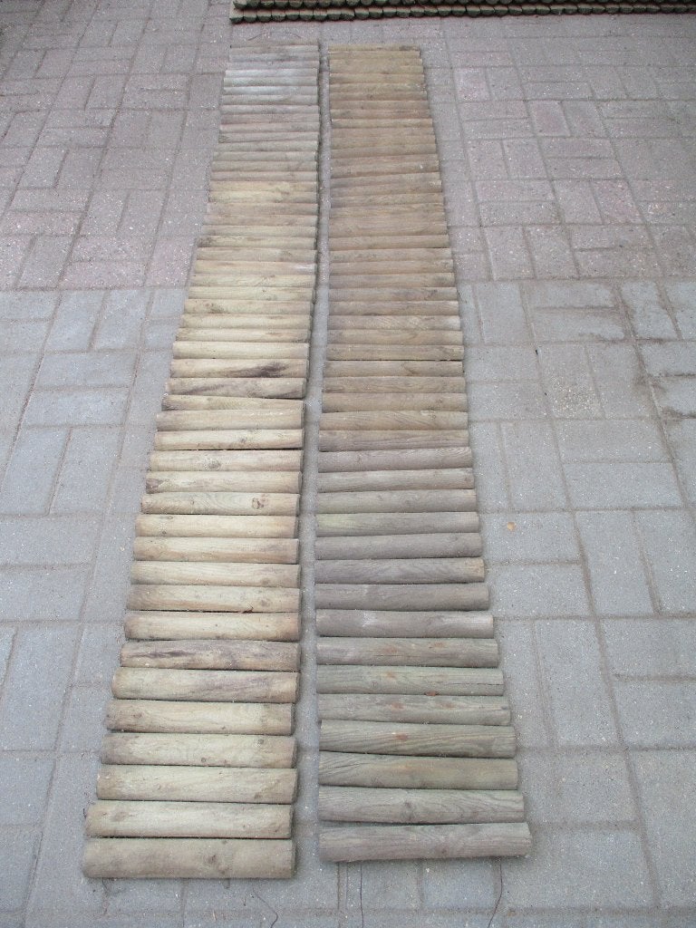 2 Geimpregneerde houten rolborders, Ophalen, Zo goed als nieuw, 180 tot 250 cm, Overige typen