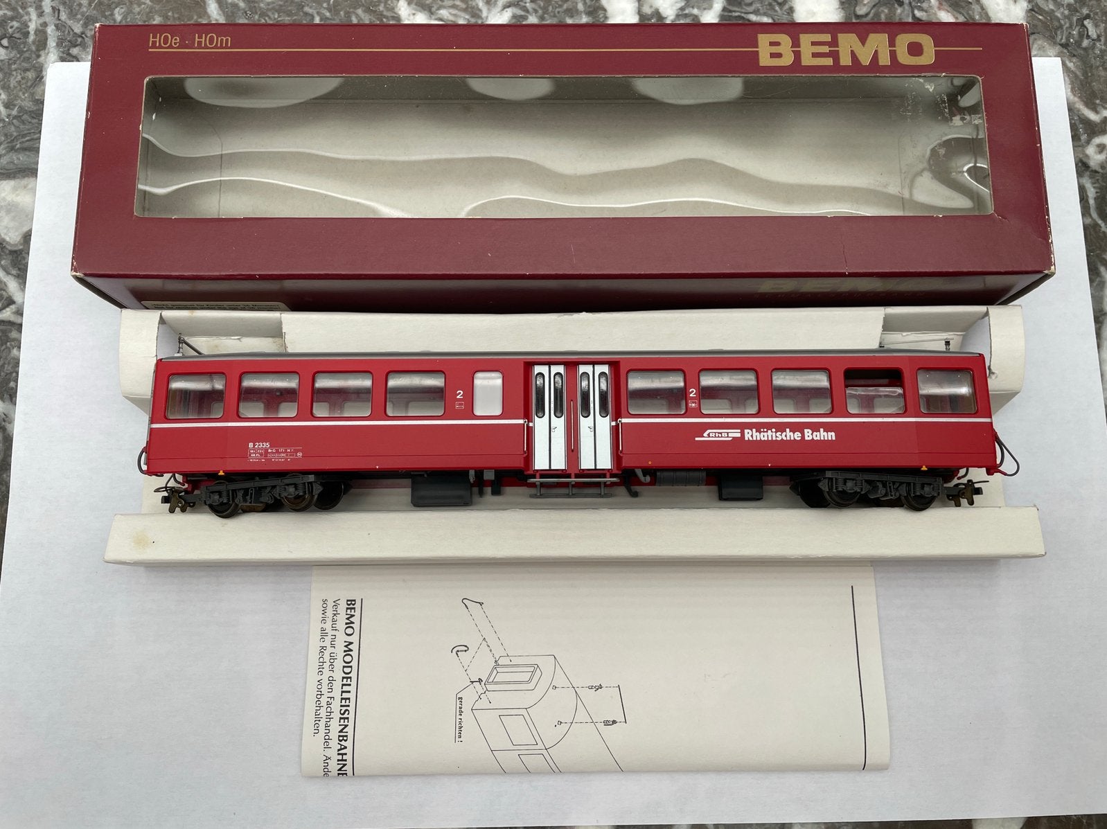 Bemo H0m RhB middeninstapper B 2335 - 3284 125, Hobby en Vrije tijd, Overige merken, Gebruikt, Gelijkstroom, Wagon