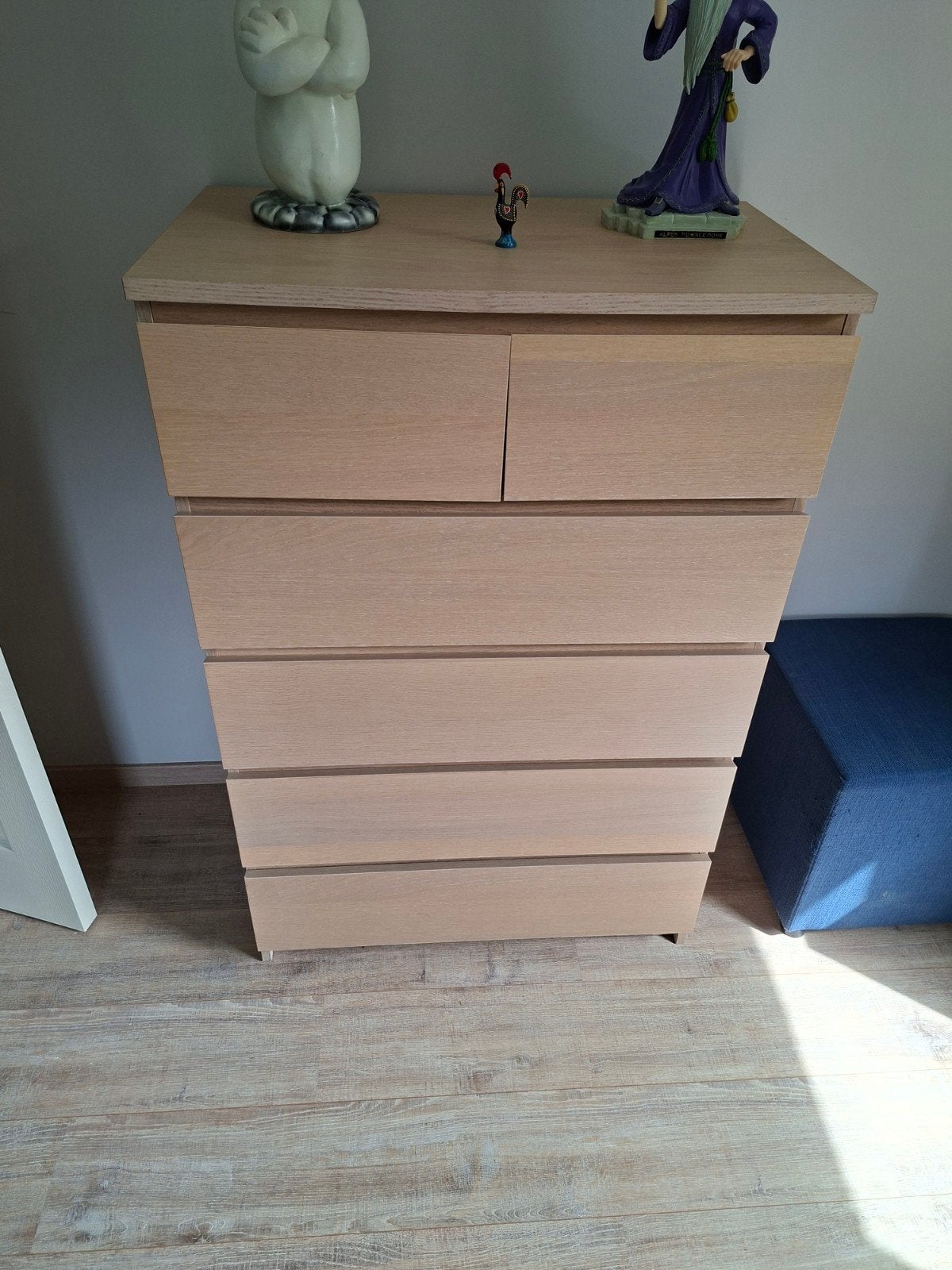 grande commode IKEA MALM 6 tiroirs — chêne blanchi, Maison & Meubles, Enlèvement, Chêne