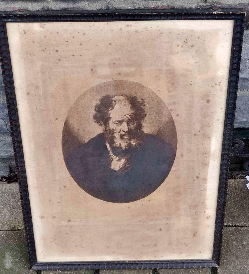 Gravure Rembrandt signe Louis buisseret, Antiquités & Art, Enlèvement ou Envoi, Gravure