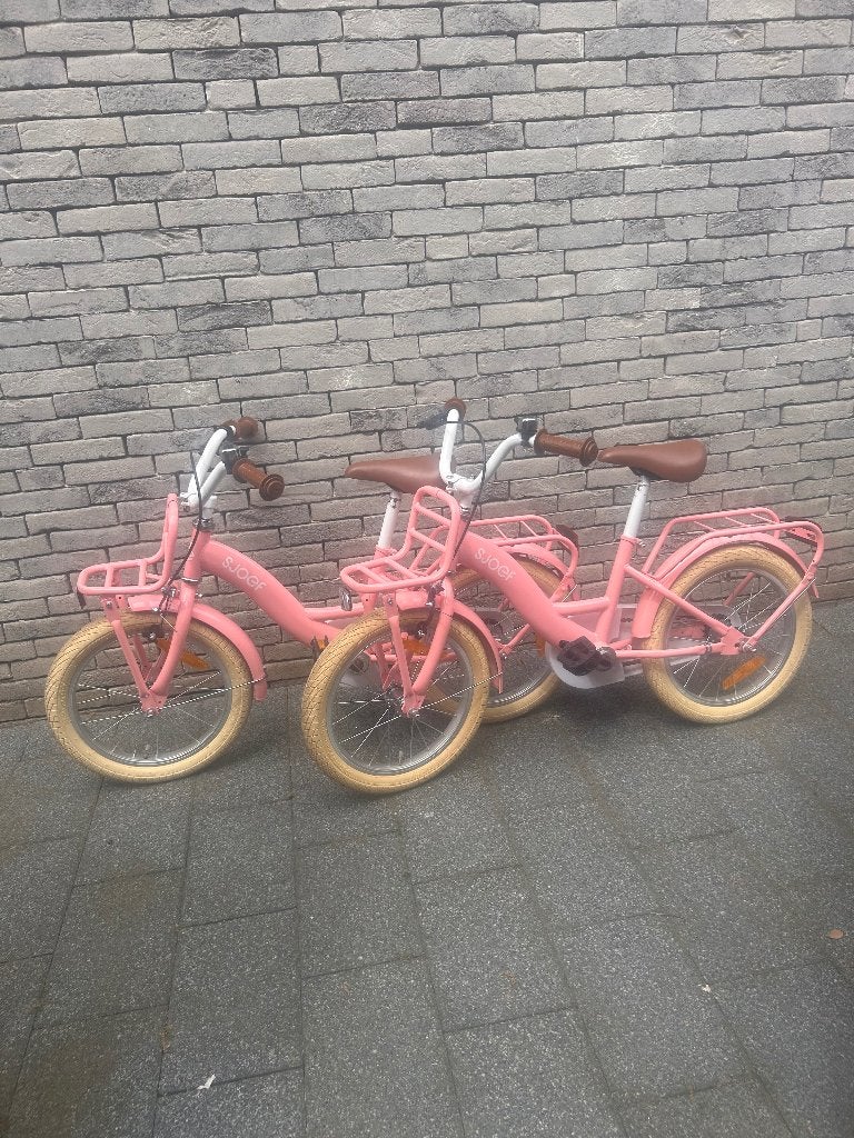 2x Sjoef kinderfiets 16 inch – inclusief duwstangen, Fietsen en Brommers, Ophalen, Gebruikt, 16 tot 20 inch, Sjoef