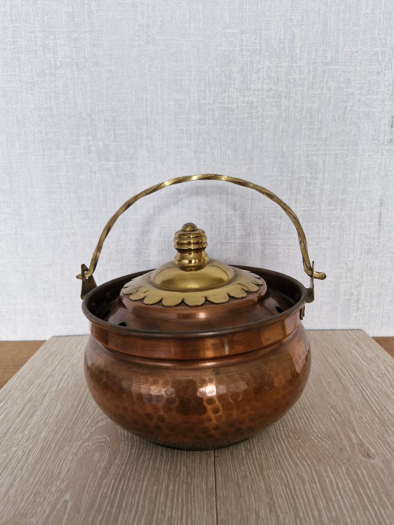 oud koperen keteltje met handvat, Ophalen, Koper