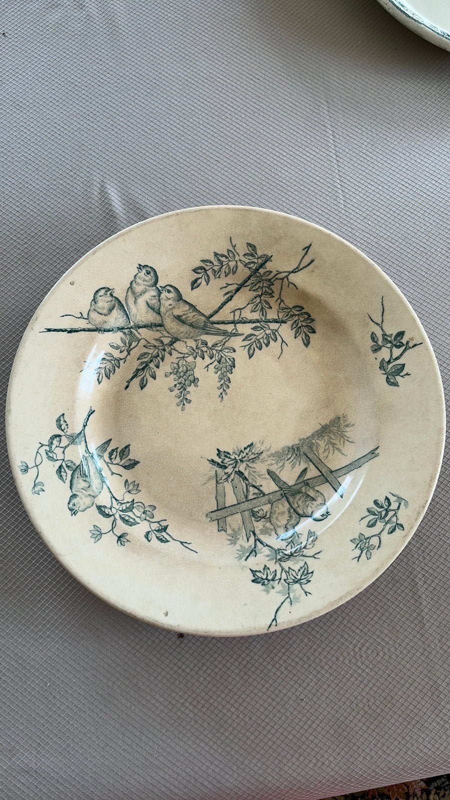 Sierbord met vogels., Antiek en Kunst, Antiek | Keramiek en Aardewerk, Ophalen of Verzenden