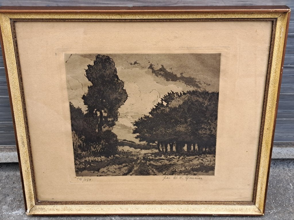 gravure de w h meunier, Antiquités & Art, Enlèvement ou Envoi, Gravure