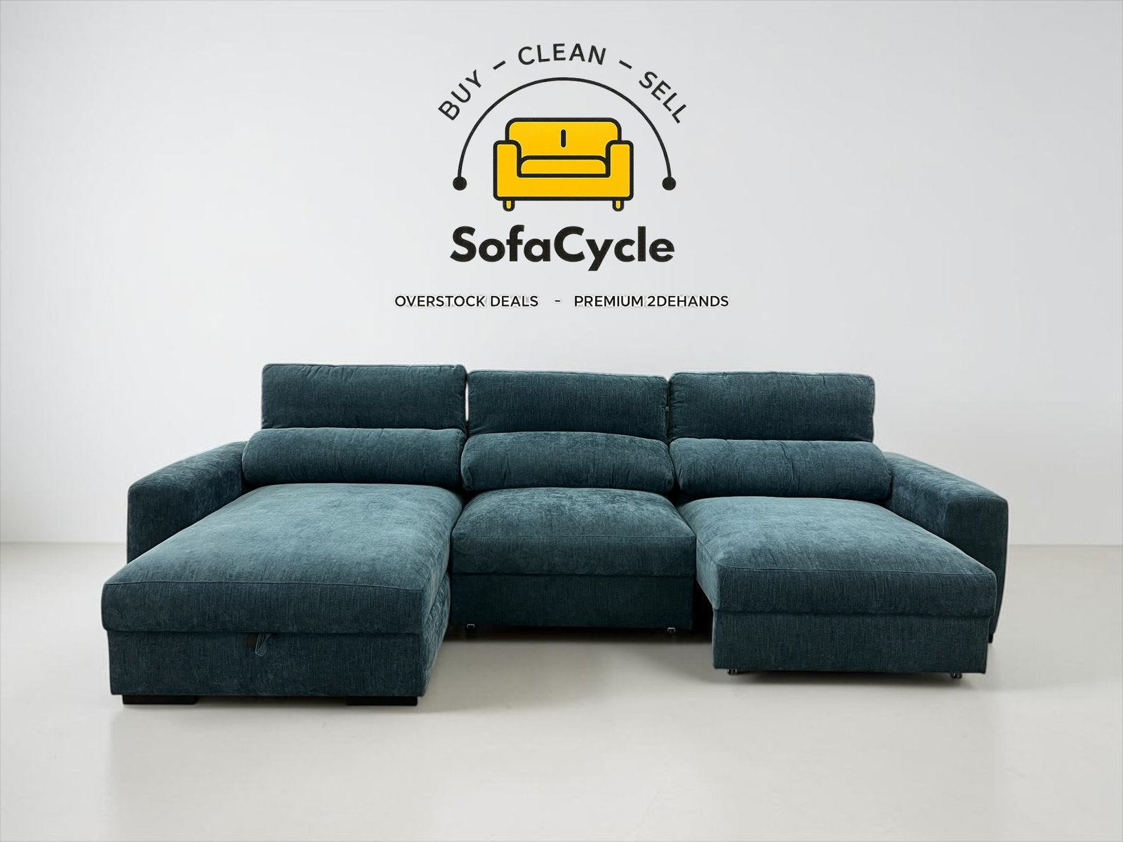 Hoekzetel blauw met slaapfunctie en opbergbox– overstock