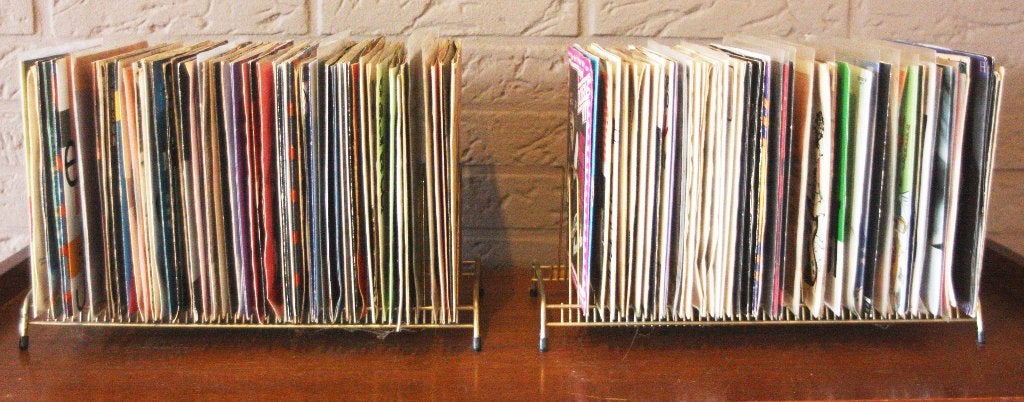Twee Vintage Statieven Om Vinyl Singeltjes In Weg Te Bergen, Ophalen of Verzenden, Gebruikt