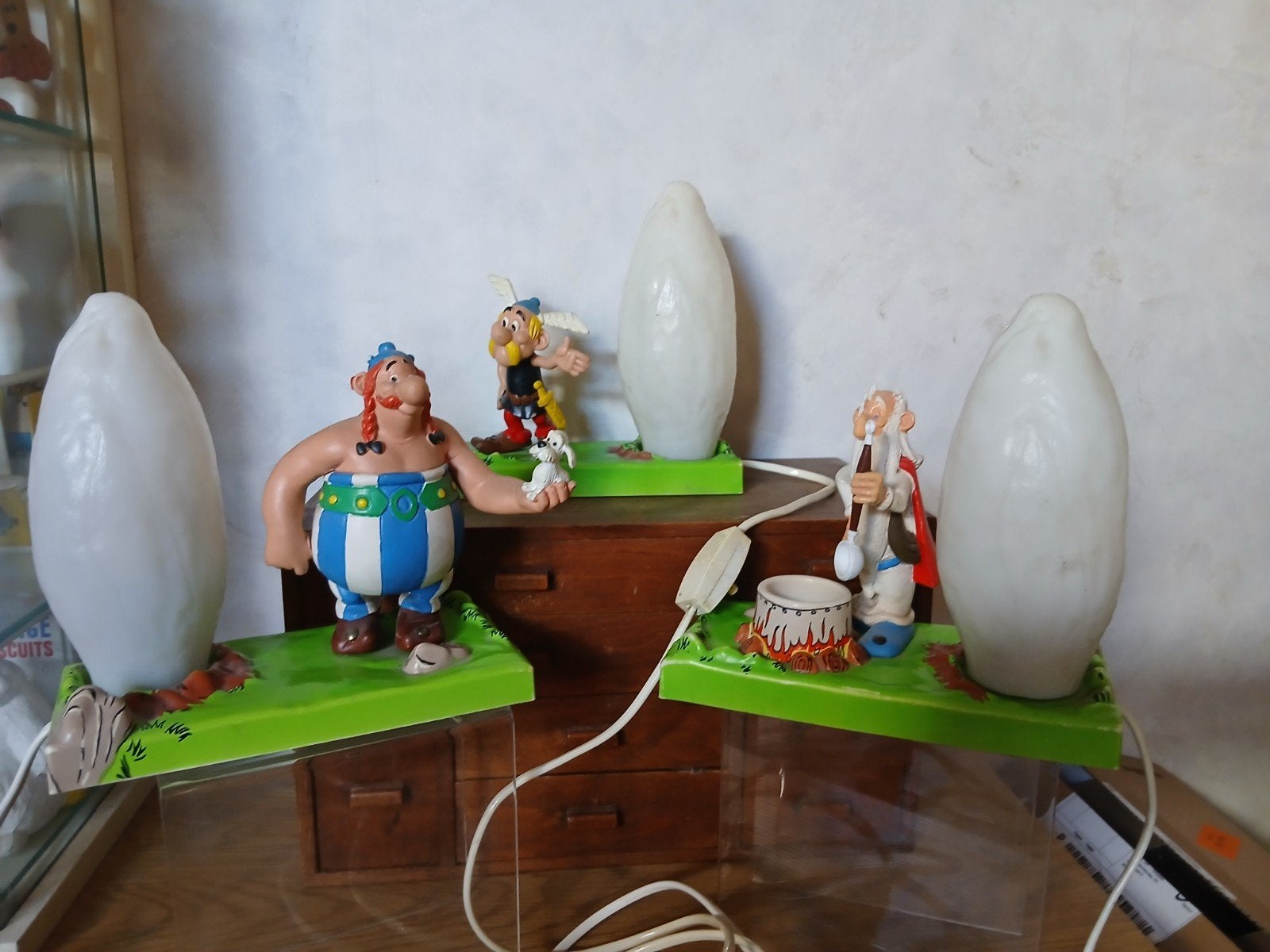 3 nachtlampen 1974 Asterix Obelix Pieter Klick /Schleich., Ophalen of Verzenden, Asterix en Obelix, Zo goed als nieuw, Gebruiksvoorwerp