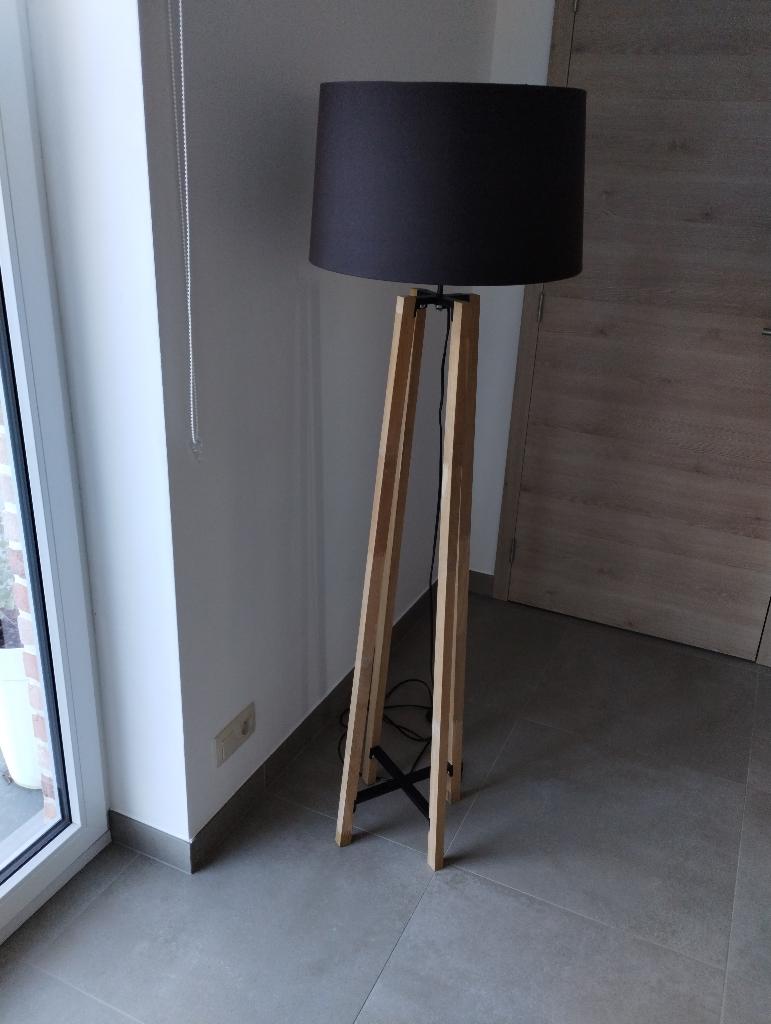 Lampe sur pied, Lampe moderne, Comme neuf, Bois, 150 à 200 cm