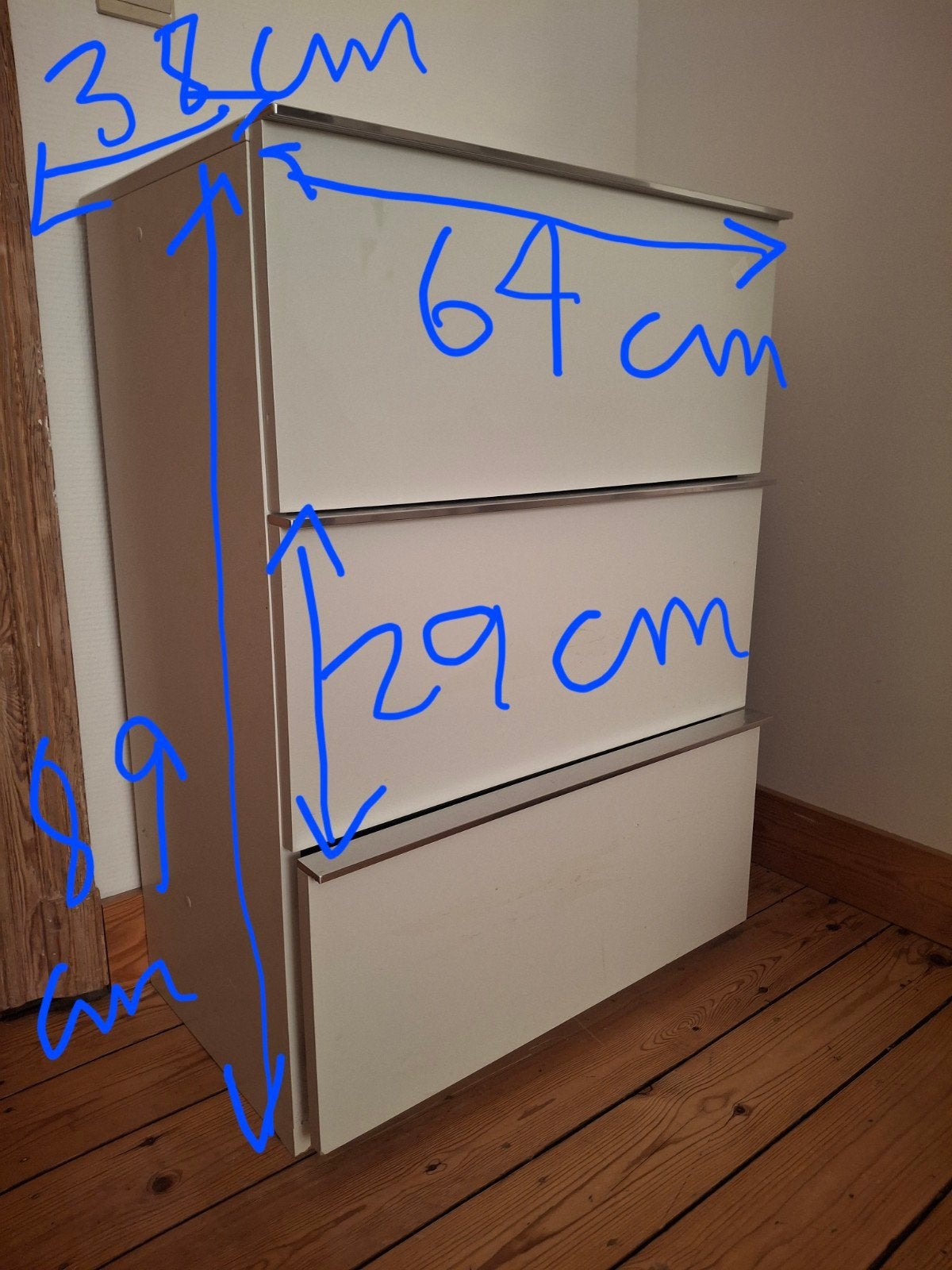 Wit dressoir, Huis en Inrichting, Kasten | Ladekasten, Ophalen, Gebruikt, 50 tot 100 cm, 3 of 4 laden