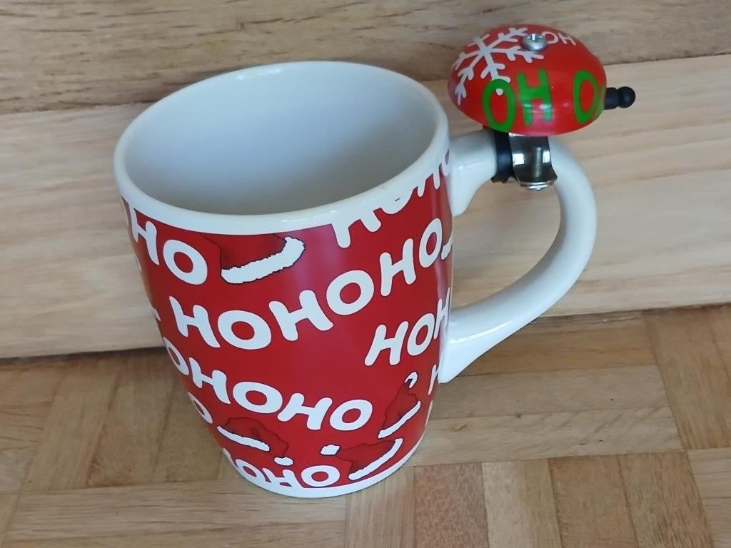 Mug géant HoHoHo avec une sonnette sur la anse !, Mug, Comme neuf, Céramique, Enlèvement