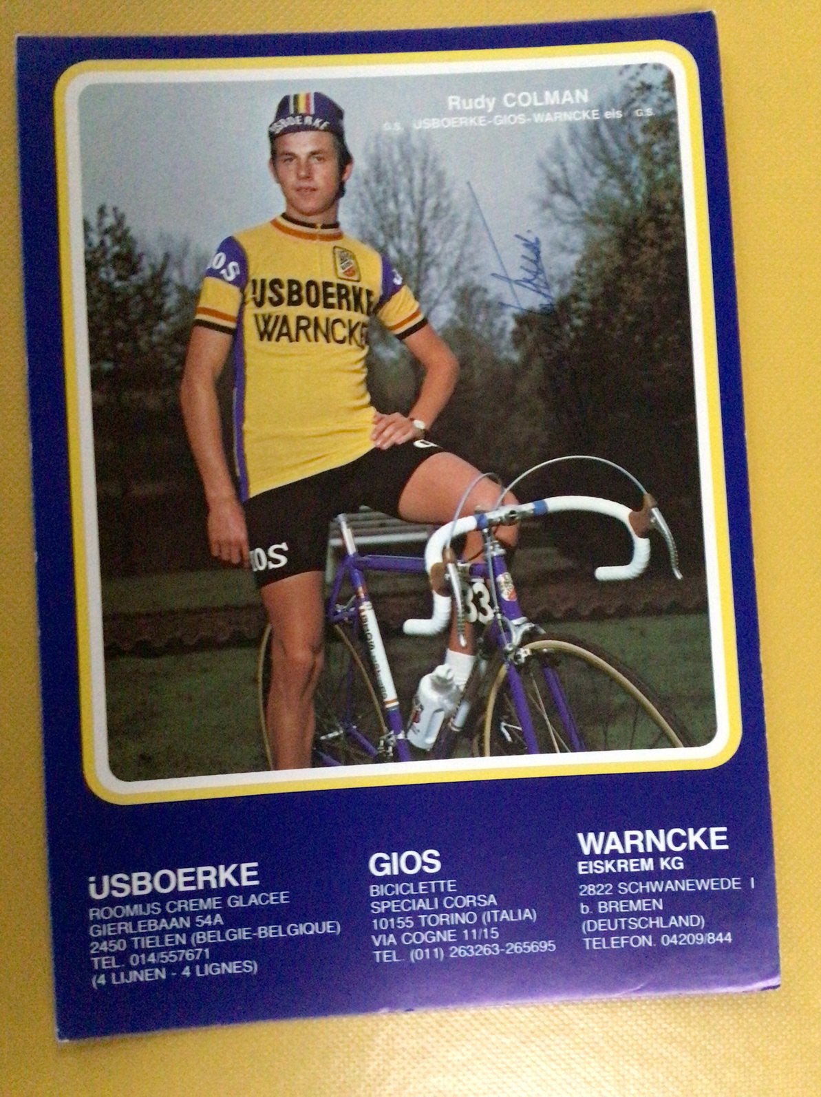 Wielerkaart team gios ijsboerke rudy colman signe, Ophalen of Verzenden, Zo goed als nieuw