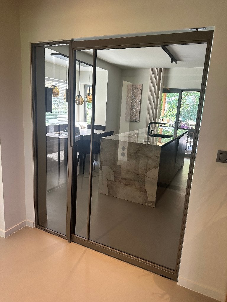 Stalen pivot/taatsdeur met vast deel - Doorgang 1553 x 2040, Ophalen, 120 cm of meer, Binnendeur, Nieuw