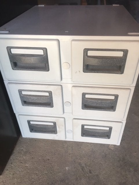 Vintage archief ladekastje 6 lades, Huis en Inrichting, Ophalen, Gebruikt, Metaal