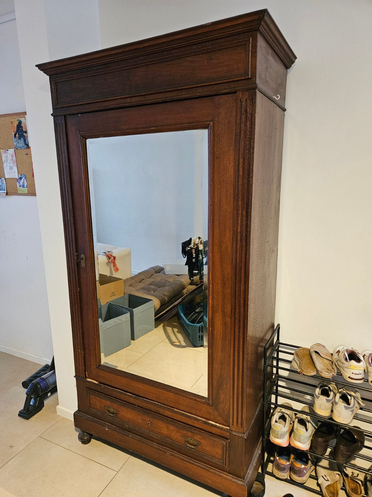 kleerkast met spiegel, Huis en Inrichting, Ophalen, Gebruikt, 50 tot 100 cm, 150 tot 200 cm