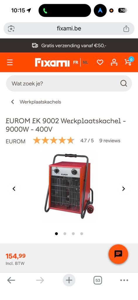 Werkplaatskachel Eurom EK 9002, Ophalen, Zo goed als nieuw