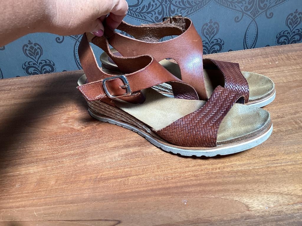 Sandalen Via Limone cognac 40, Bruin, Via Limone, Gedragen, Sandalen of Muiltjes