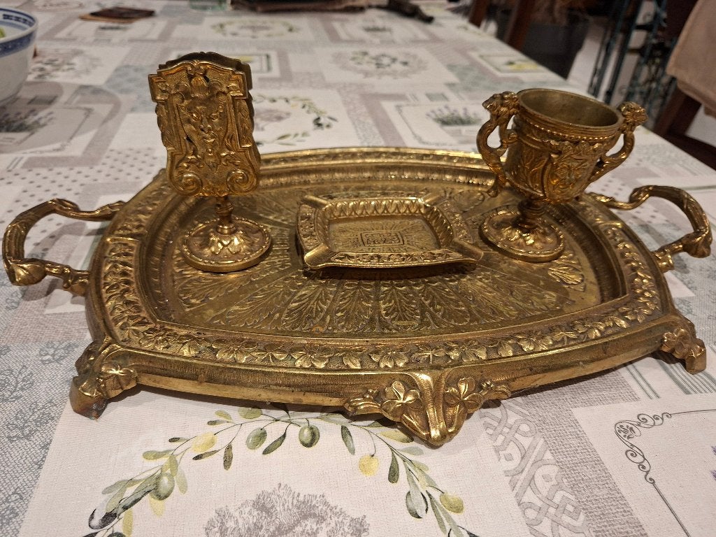 Bronzen schotel met accessoires, Antiek en Kunst, Ophalen