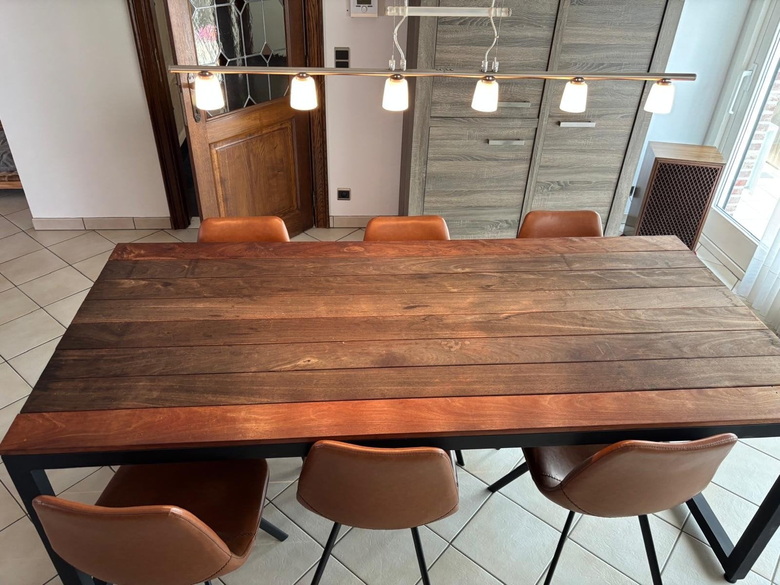 Eettafel met stoelen en bank, Huis en Inrichting, Ophalen, Gebruikt, Vijf personen of meer, Rechthoekig