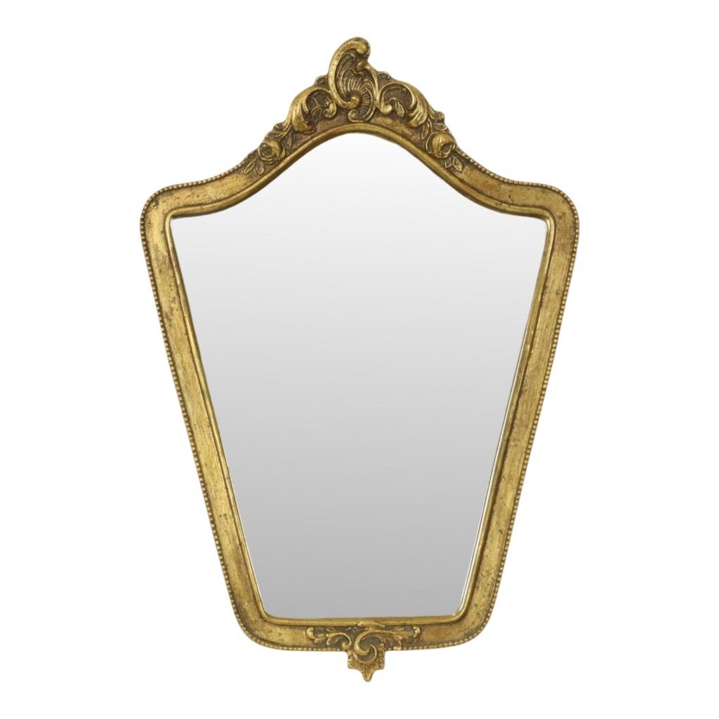 Kleine Franse Kuifspiegel Bladgoud Verguld Barok Stijl, Minder dan 50 cm, Gebruikt, Ophalen of Verzenden, Nvt