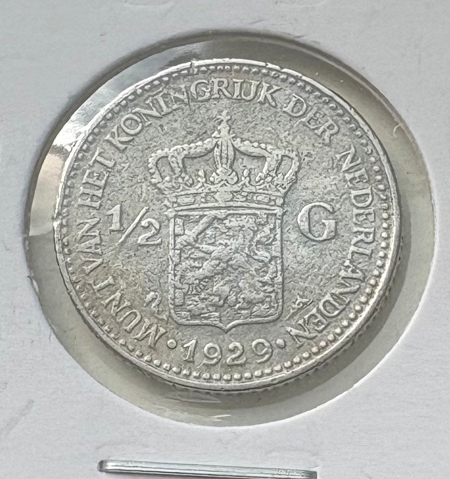 Zilveren 1/2 Gulden 1929, Ophalen of Verzenden, Koningin Wilhelmina