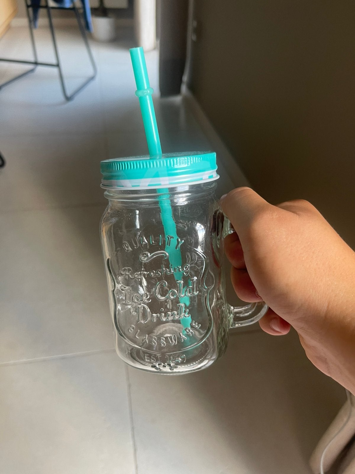 Tasse en verre - bleu, Enlèvement ou Envoi, Comme neuf, Verre à soda