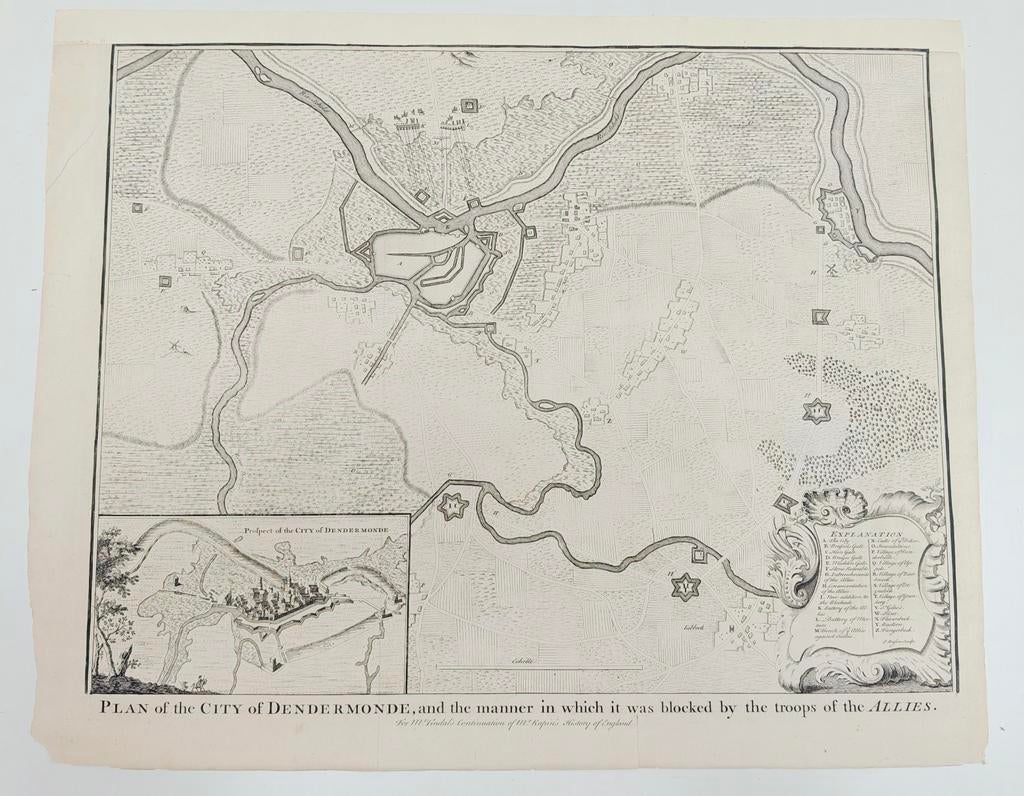 Antieke gravure Beleg van Dendermonde 52x43 cm, Ophalen of Verzenden, Gravure