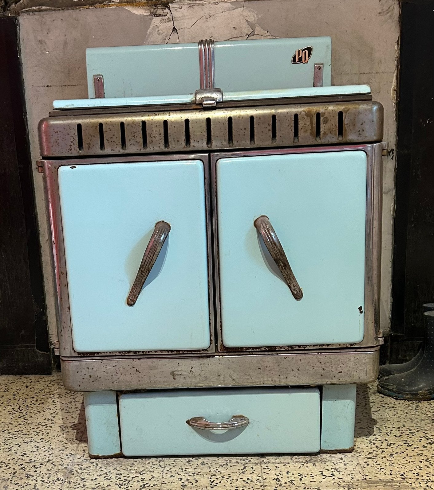 Magnifique ancienne Cuisinière bleu pastel au bois, Enlèvement, Utilisé, Bois, Cuisinière
