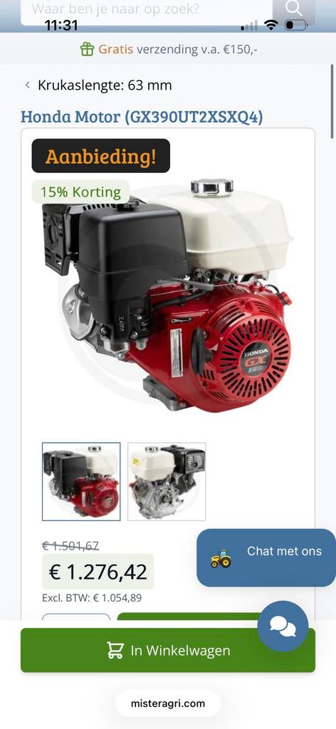 Honda gx390 motor, Doe-het-zelf en Bouw, Motoren, Ophalen, Zo goed als nieuw
