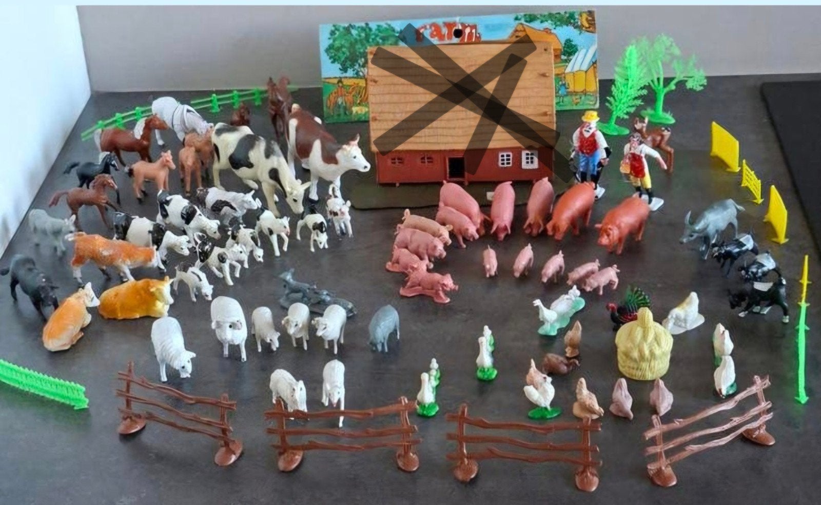 Vintage miniatuur boerderijdieren en landbouwmachines, Ophalen of Verzenden, Zo goed als nieuw