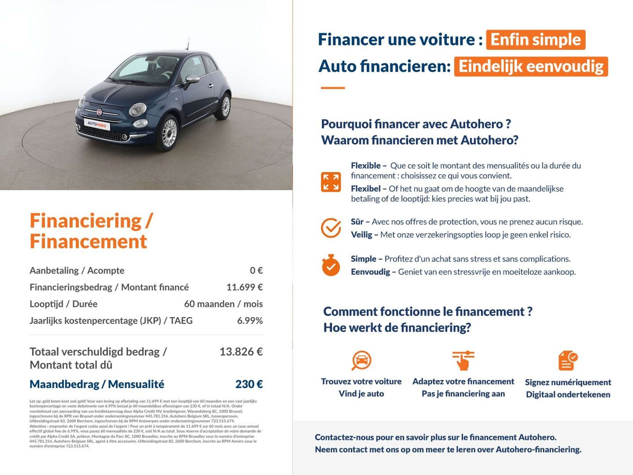 Fiat 500 1.0 Mild-Hybrid Dolcevita (bj 2022), Auto's, Voorwielaandrijving, 4 zetels, Gebruikt, Blauw