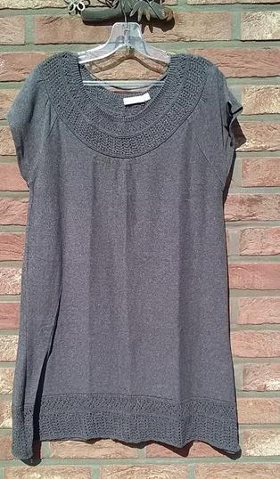 Yjessica (C&A) L donkergrijze gebreide korte jurk, Kleding | Dames, Jurken, Maat 42/44 (L), YESSICA C&A, Ophalen of Verzenden