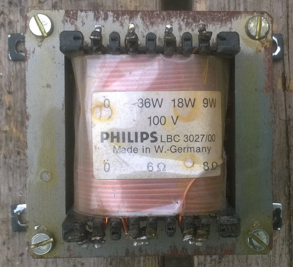 Transformator tbv speaker 100 Volt 36 Watt, Philips LBC-3027, Philips, Moins de 60 watts, Enlèvement ou Envoi, Utilisé