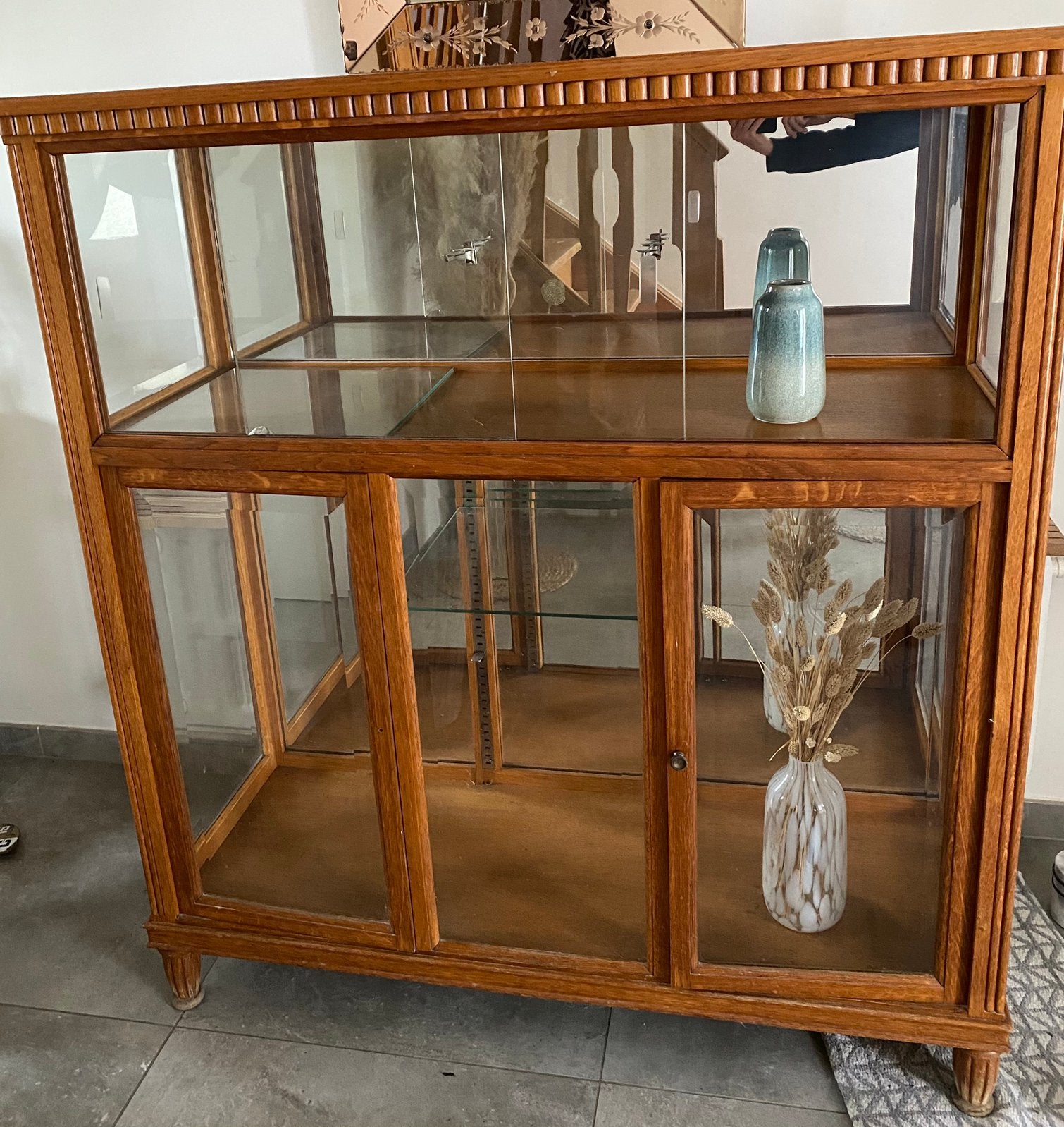 Armoire ancienne verre et bois -, 25 à 50 cm, Avec tablette(s), Verre, Enlèvement