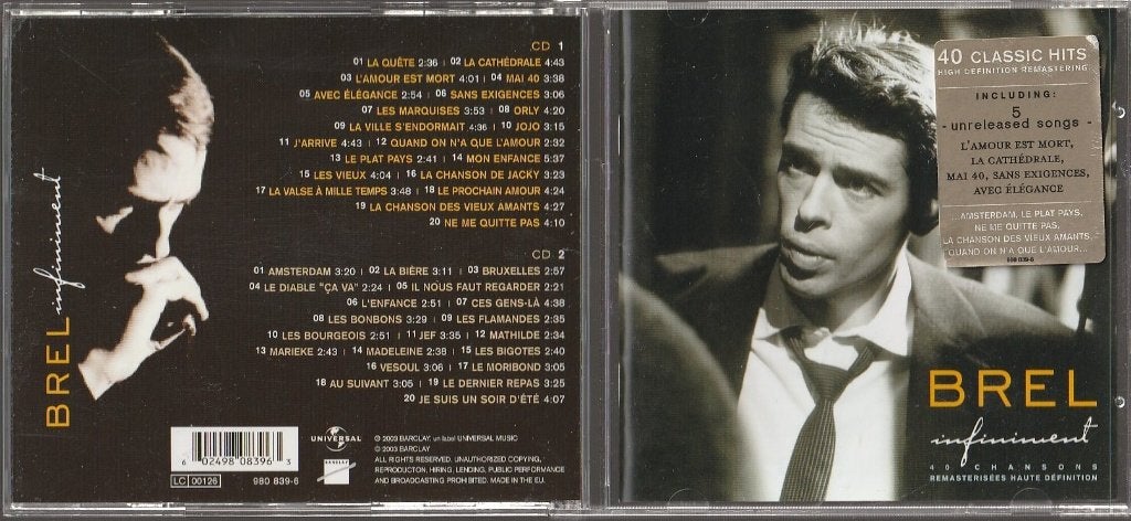 Jacques Brel - Infiniment Best Of Jacques Brel 2CD, Verzenden, Zo goed als nieuw