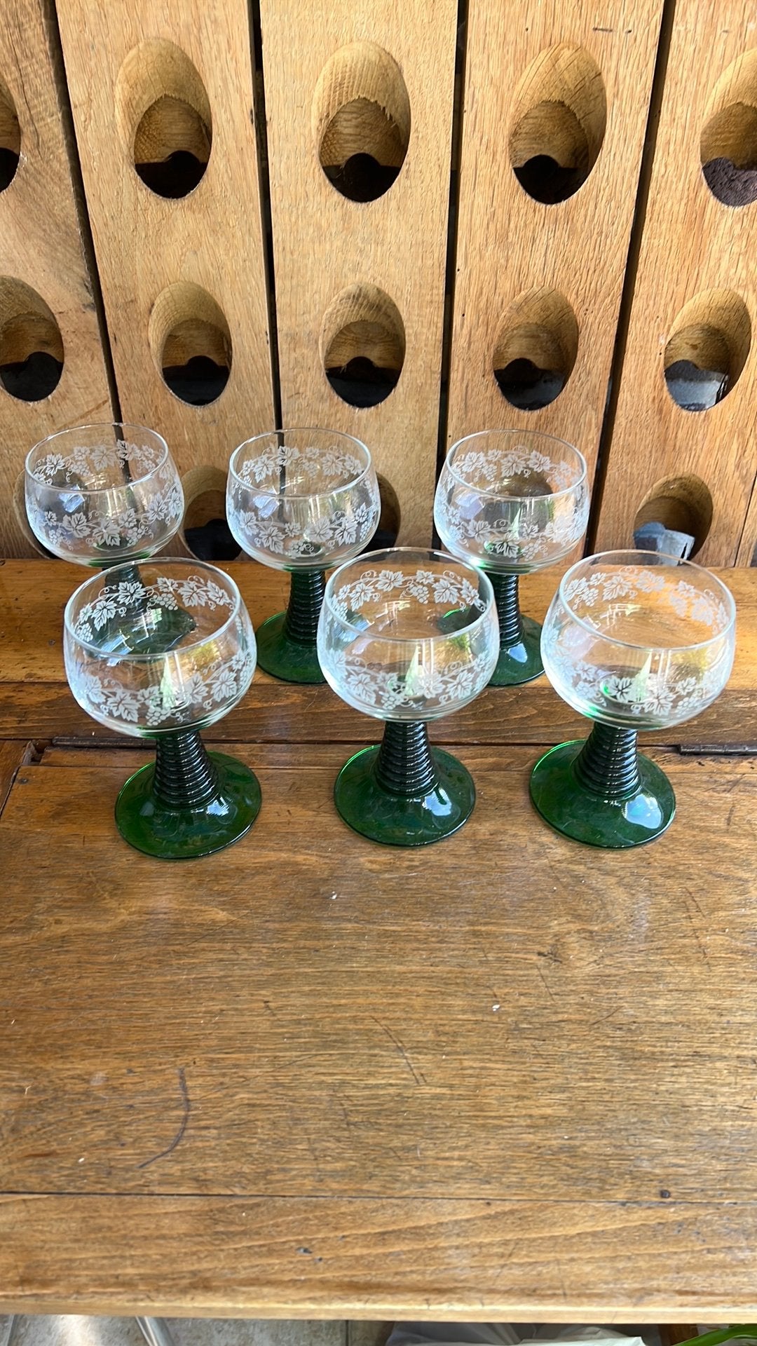 Vintage Moezel wijnglazen, Verzamelen, Glas en Drinkglazen, Ophalen, Zo goed als nieuw