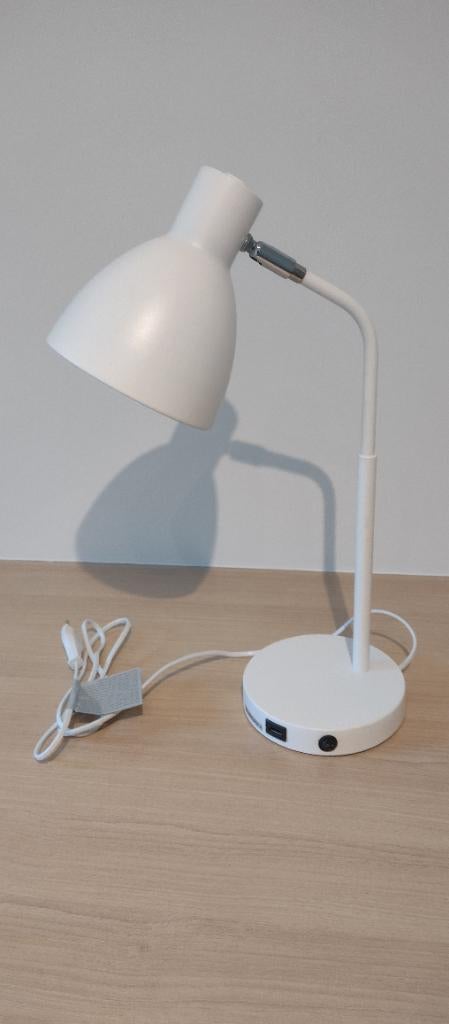 Lampe de bureau ou de chevet en acier blanc, Blanc, Enlèvement, Comme neuf, Métal