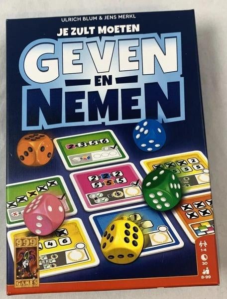 999 Games Geven en nemen Dobbelspel gezelschapsspel spel, Hobby en Vrije tijd, Gezelschapsspellen | Bordspellen, Zo goed als nieuw