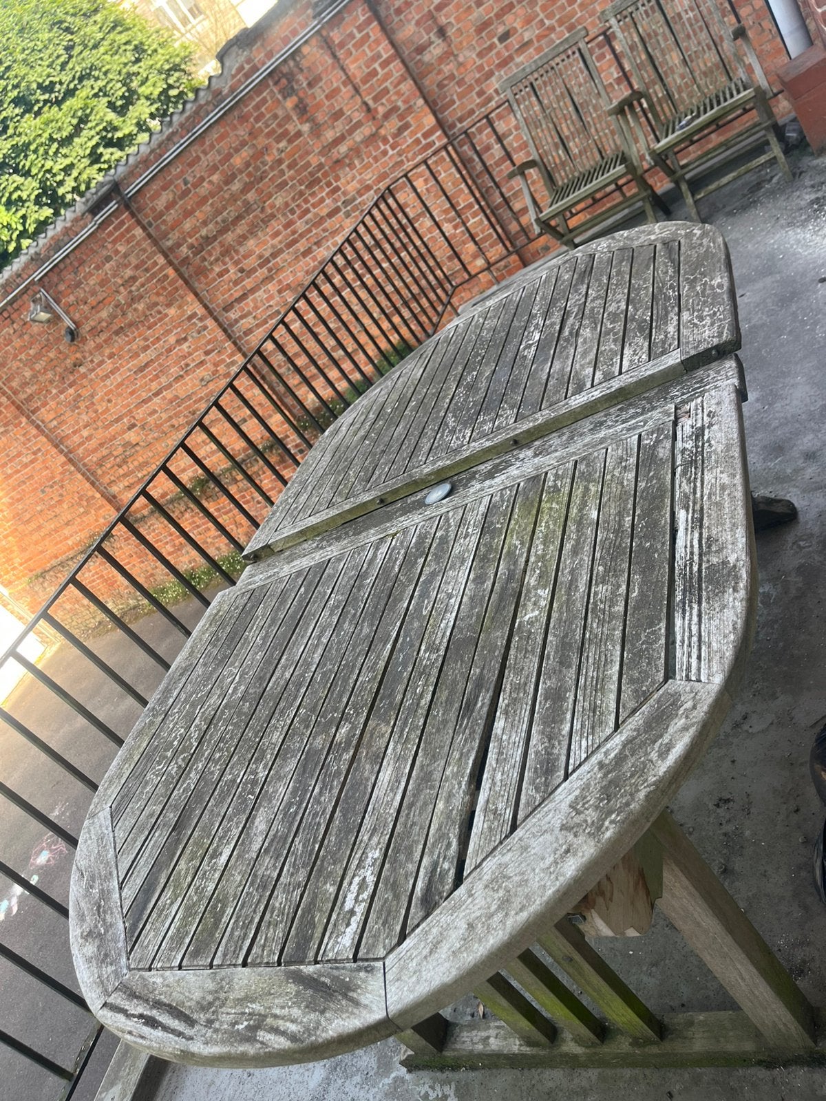 Tuintafel met 6 stoelen, Tuin en Terras, Ophalen, Gebruikt, Hout
