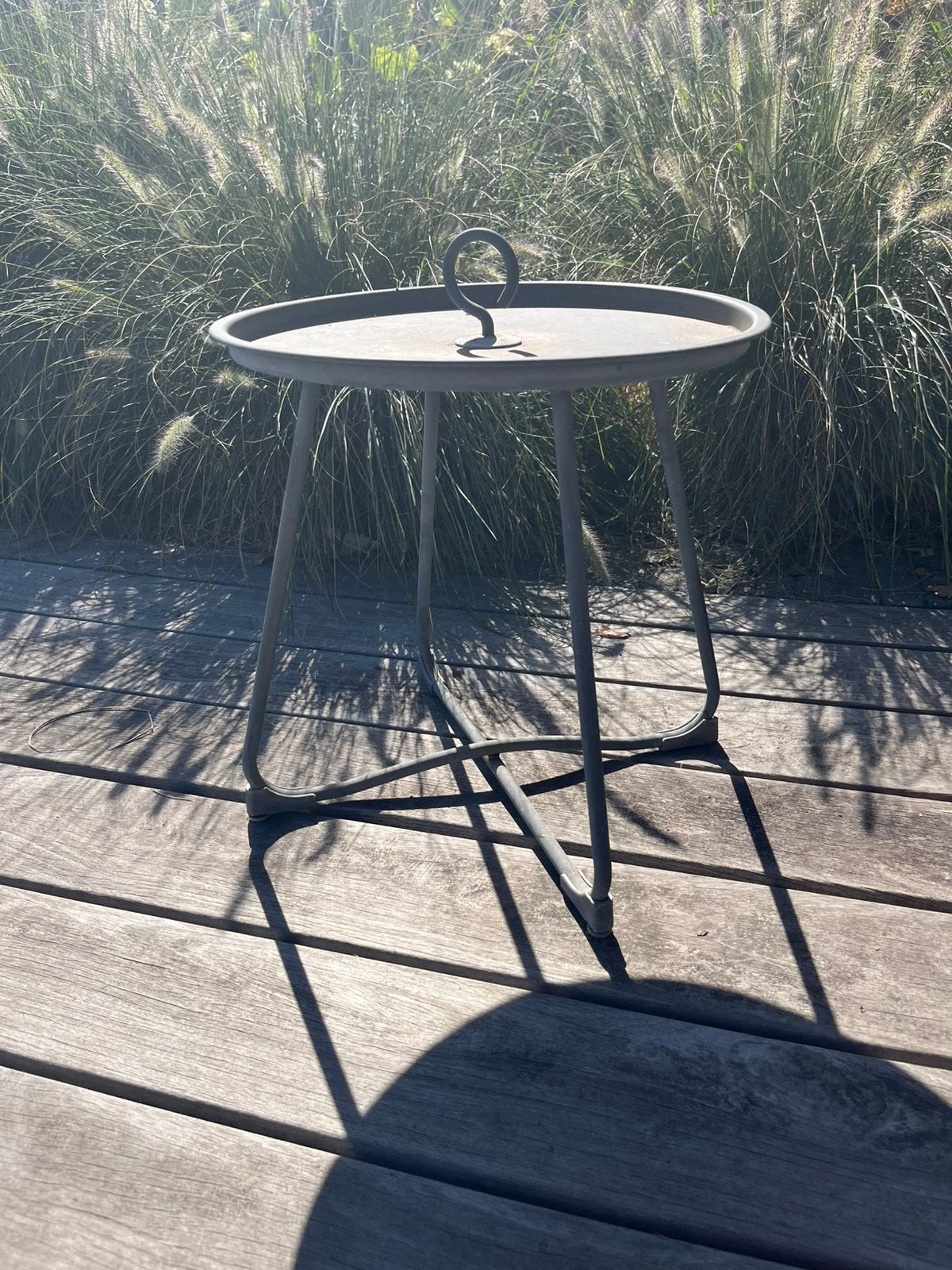 Bijzettafel tuin  zwembad - metaal /patine10€, Maison & Meubles, Tables | Tables mange-debout, Enlèvement, Utilisé