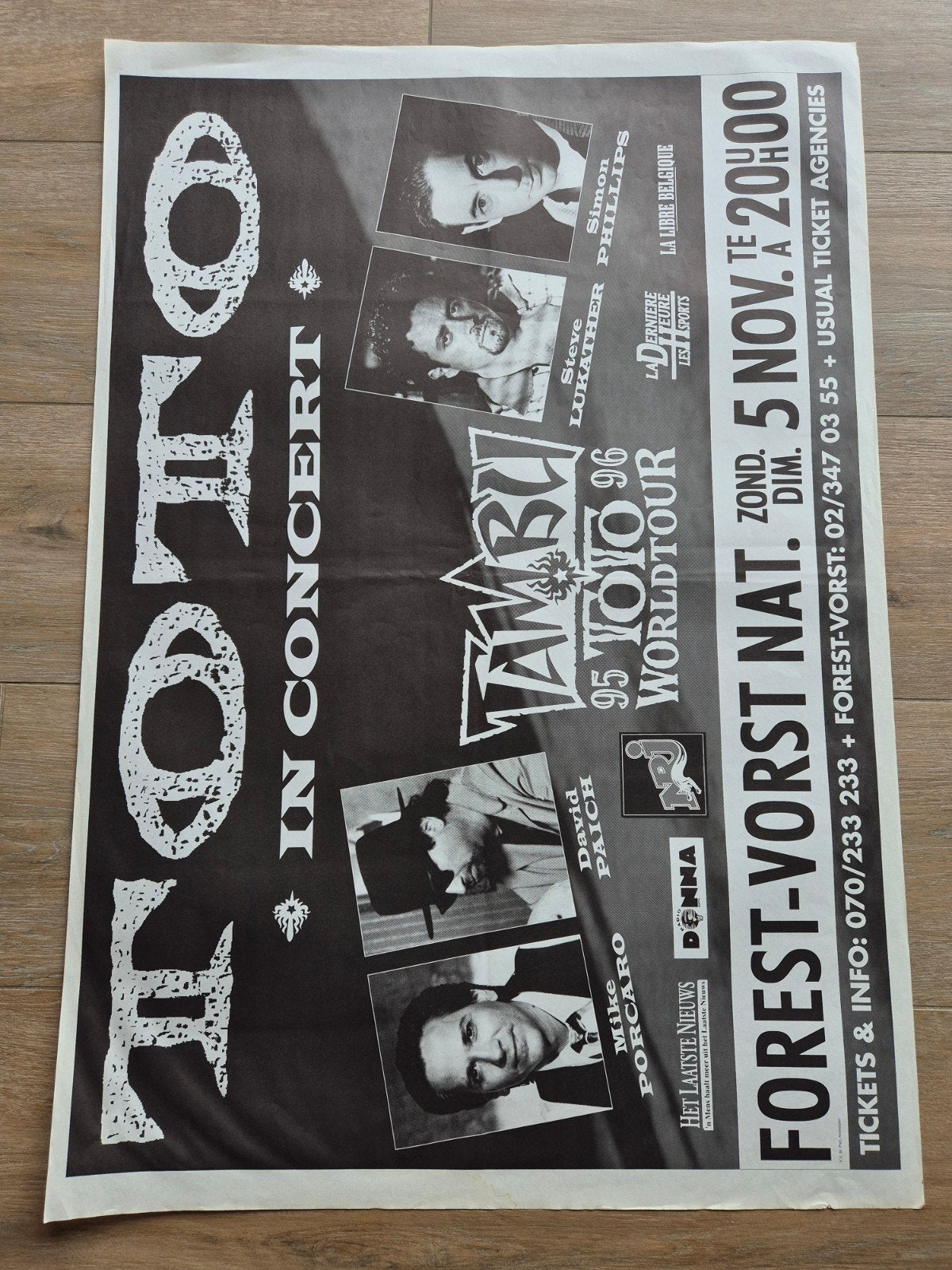 Concert poster Toto 1995-1996, Ophalen of Verzenden, Zo goed als nieuw, Muziek