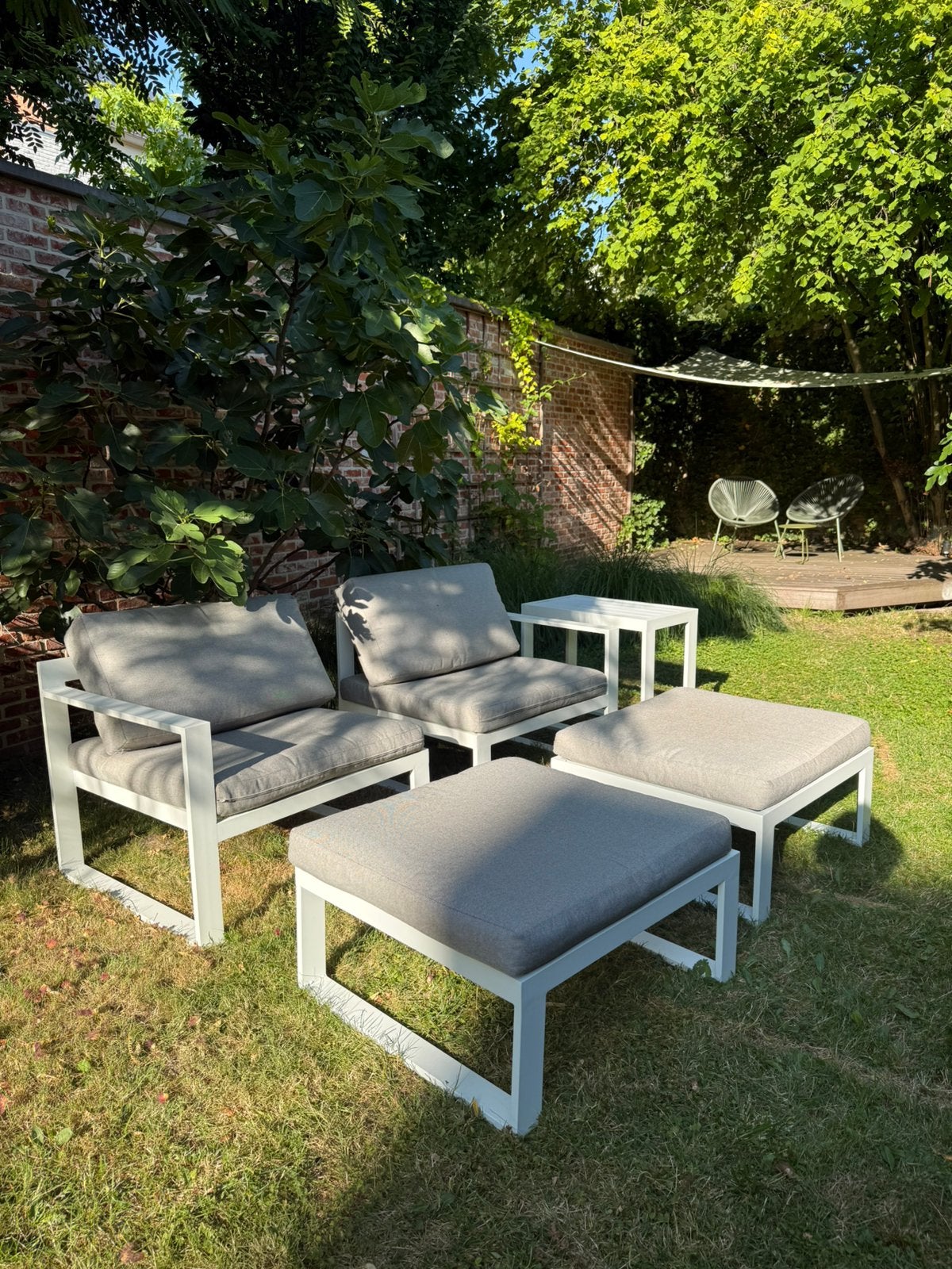 Ensemble de salon modulaire - aluminium blanc, Jardin & Terrasse, Chaise, Aluminium, Comme neuf, Sets de jardin