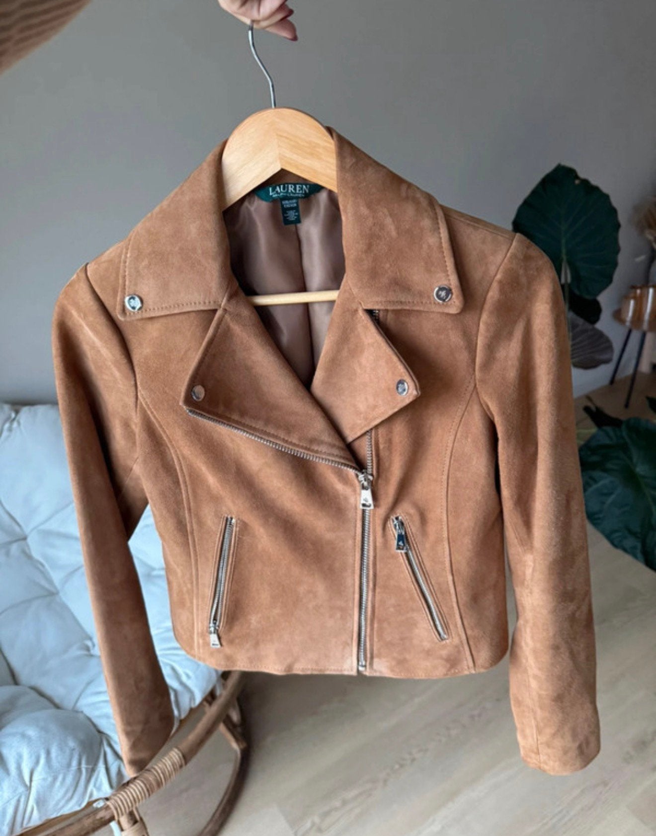 Ralph Lauren suède-look leren jack maat XXS (valt als S/M), Verzenden, Zo goed als nieuw, Maat 36 (S)