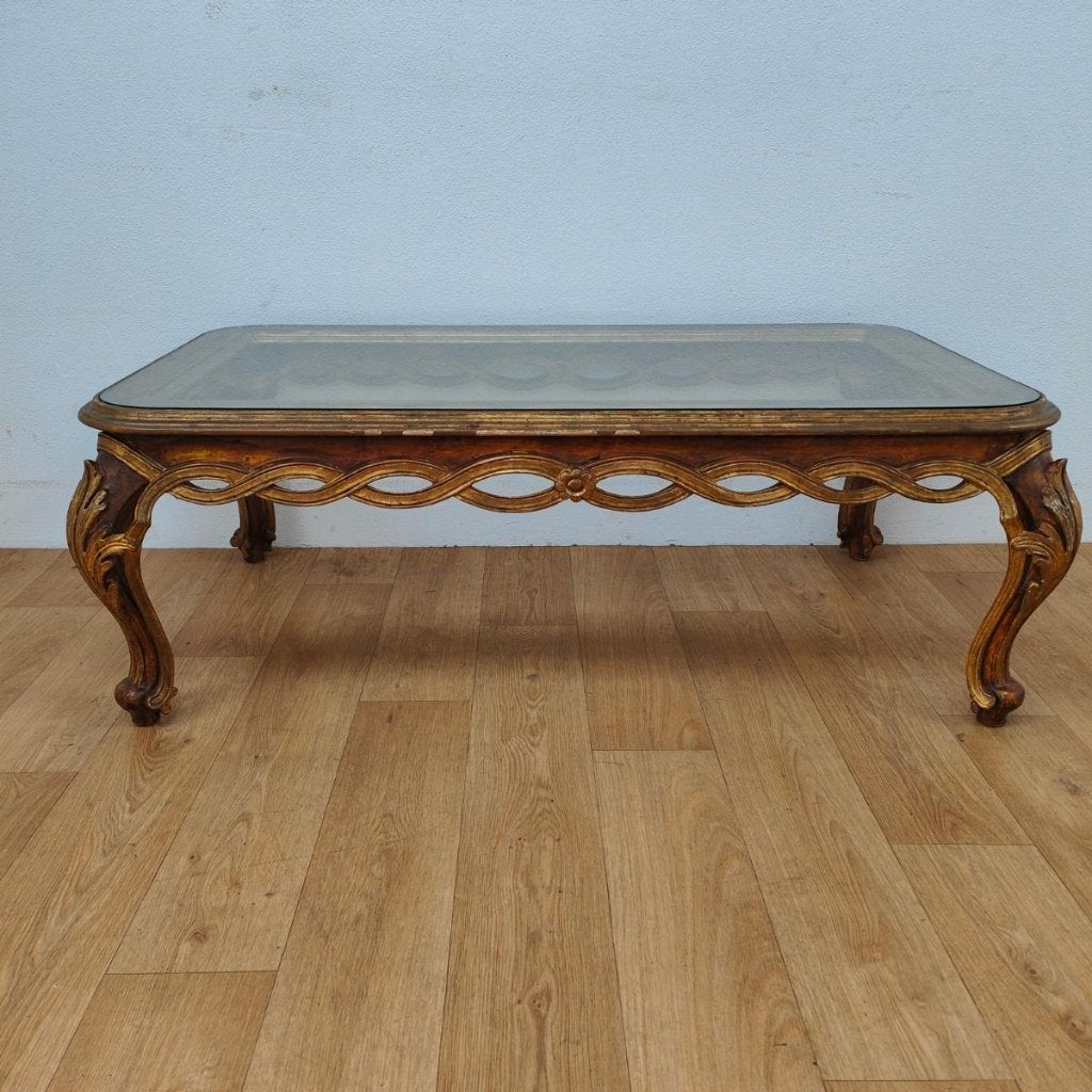 Table basse Regency Vintage Retro avec plateau en verre, Enlèvement ou Envoi, Utilisé