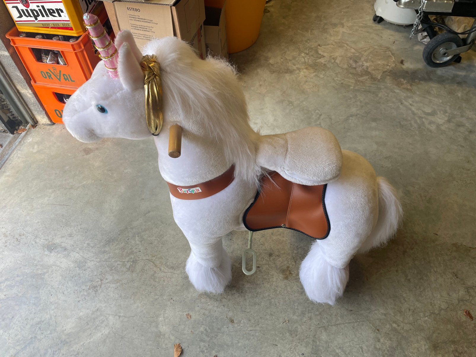 Jouet pour enfant licorne blanche à roulettes, Ophalen, Gebruikt