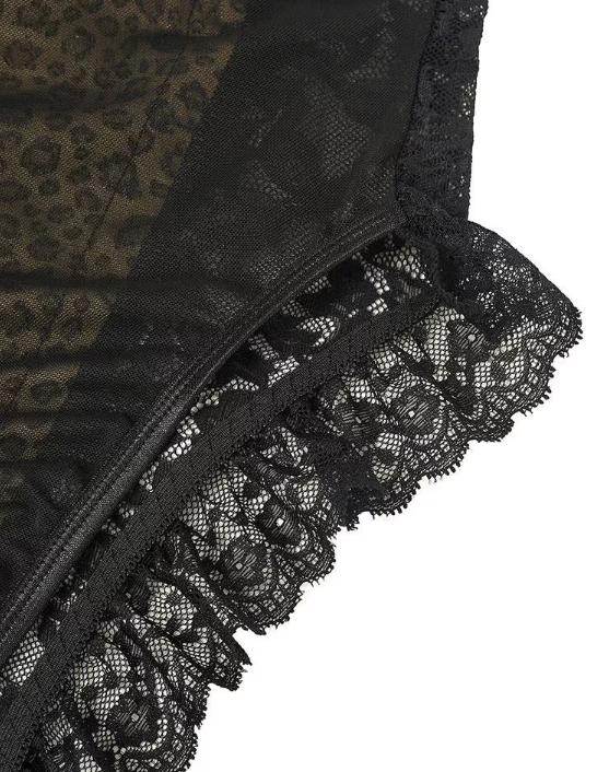 Vintage sexy kanten luipaardpatroon bodysuit, Ophalen of Verzenden, Overige kleuren, Body of Korset
