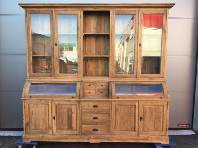 grote vitrinekast teak, Huis en Inrichting, Ophalen, 200 cm of meer, Teakhout, Zo goed als nieuw