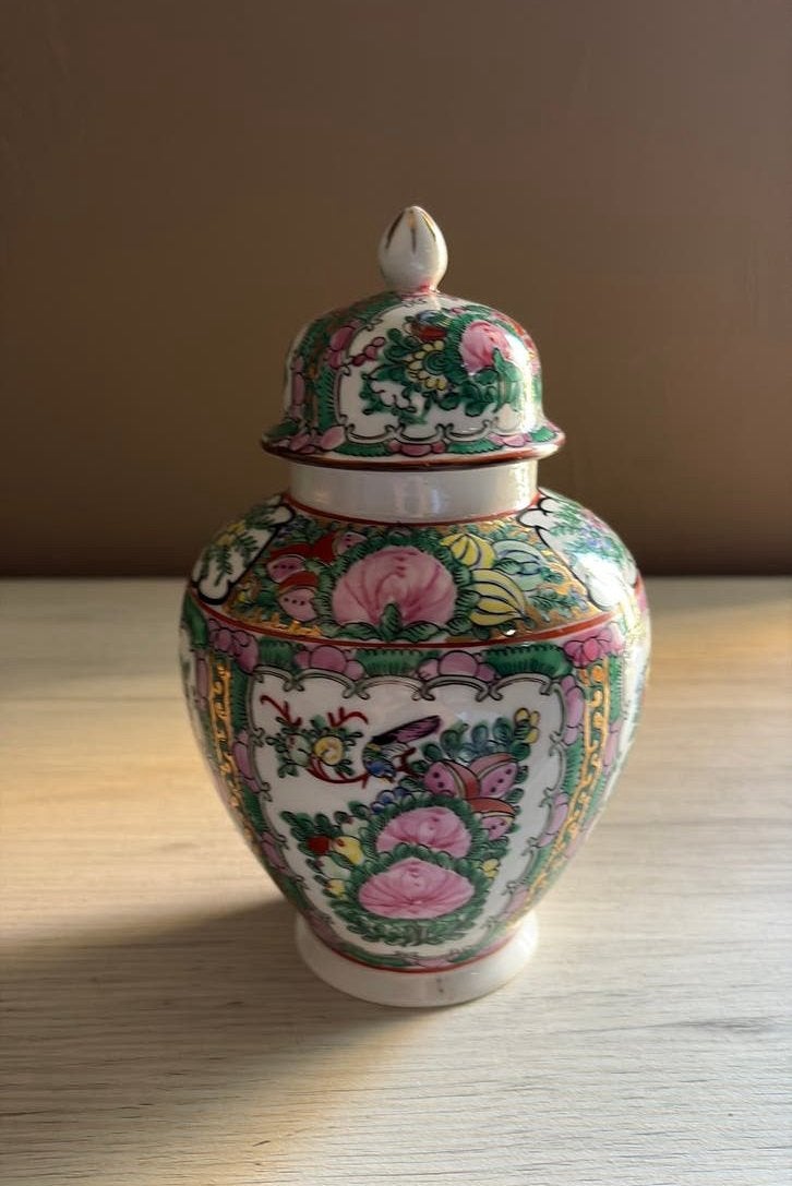 Vintage Chinese Gemberpot met Deksel-Rose Medallion (20,5 cm, Ophalen of Verzenden