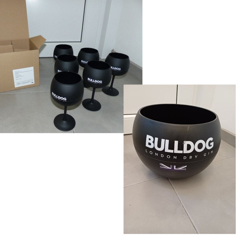 Set van 6 Bulldog Gin Coppa glazen inclusief ijsemmer, Verzamelen, Ophalen of Verzenden, Zo goed als nieuw