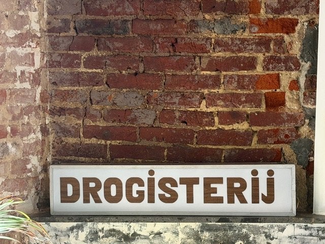 Vintage lichtbak “Drogisterij” – retro winkelreclame, Ophalen, Gebruikt, Lichtbak of (neon) lamp